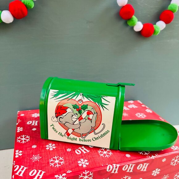Vintage Christmas Mailbox Tin Candy Letters to Santa Vintage Xmas Decor - Picture 1 of 8